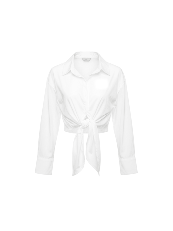 CAMISA POPELÍN ANUDADA - BLANCA